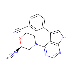 [C-]#[N+][C@@H]1CN(c2ncnc3[nH]cc(-c4cccc(C#N)c4)c23)CCO1 ZINC001772585297