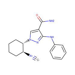 [C-]#[N+][C@H]1CCCC[C@@H]1n1cc(C(N)=O)c(Nc2ccccc2)n1 ZINC000261153370