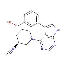 [C-]#[N+][C@H]1CCCN(c2ncnc3[nH]cc(-c4cccc(CO)c4)c23)C1 ZINC001772628233