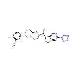 [C-]#[N+]c1c(F)ccc([C@H]2CN3CCN(C(=O)[C@H]4CCc5cc(-n6cnnn6)ncc54)C[C@H]3CO2)c1C ZINC000473171486