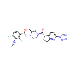 [C-]#[N+]c1c(F)ccc([C@H]2CN3CCN(C(=O)[C@H]4CCc5nc(-n6cnnn6)ccc54)C[C@H]3CO2)c1F ZINC000473170712