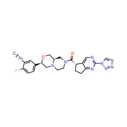 [C-]#[N+]c1cc([C@@H]2CN3CCN(C(=O)[C@H]4CCc5nc(-n6cnnn6)ncc54)C[C@@H]3CO2)ccc1F ZINC000473179576