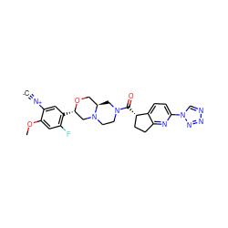 [C-]#[N+]c1cc([C@H]2CN3CCN(C(=O)[C@H]4CCc5nc(-n6cnnn6)ccc54)C[C@@H]3CO2)c(F)cc1OC ZINC000473179405