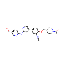 [C-]#[N+]c1cc(-c2ccnc(Nc3ccc(CO)cn3)c2)ccc1OCC1CCN(C(C)=O)CC1 ZINC000230583138