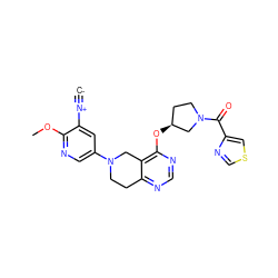 [C-]#[N+]c1cc(N2CCc3ncnc(O[C@H]4CCN(C(=O)c5cscn5)C4)c3C2)cnc1OC ZINC000113749700