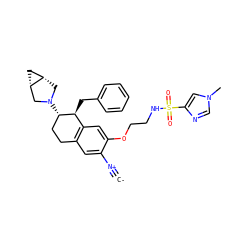 [C-]#[N+]c1cc2c(cc1OCCNS(=O)(=O)c1cn(C)cn1)[C@H](Cc1ccccc1)[C@@H](N1C[C@H]3C[C@H]3C1)CC2 ZINC000169707482