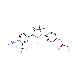 [C-]#[N+]c1ccc(N2C(=O)C(C)(C)N(c3ccc(OC(=O)CCl)cc3)C2=S)cc1C(F)(F)F ZINC000167636772