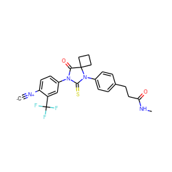 [C-]#[N+]c1ccc(N2C(=O)C3(CCC3)N(c3ccc(CCC(=O)NC)cc3)C2=S)cc1C(F)(F)F ZINC000167616283