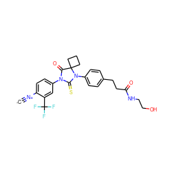 [C-]#[N+]c1ccc(N2C(=O)C3(CCC3)N(c3ccc(CCC(=O)NCCO)cc3)C2=S)cc1C(F)(F)F ZINC000167796022