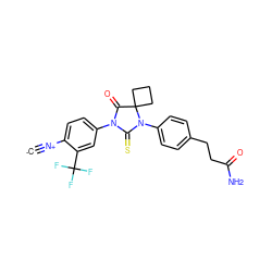 [C-]#[N+]c1ccc(N2C(=O)C3(CCC3)N(c3ccc(CCC(N)=O)cc3)C2=S)cc1C(F)(F)F ZINC000167615276