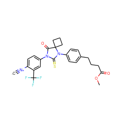 [C-]#[N+]c1ccc(N2C(=O)C3(CCC3)N(c3ccc(CCCC(=O)OC)cc3)C2=S)cc1C(F)(F)F ZINC000167619629