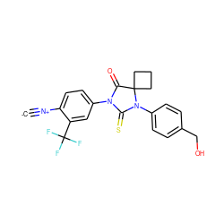 [C-]#[N+]c1ccc(N2C(=O)C3(CCC3)N(c3ccc(CO)cc3)C2=S)cc1C(F)(F)F ZINC000167541498