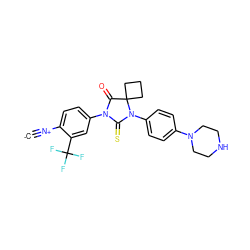 [C-]#[N+]c1ccc(N2C(=O)C3(CCC3)N(c3ccc(N4CCNCC4)cc3)C2=S)cc1C(F)(F)F ZINC000167625030