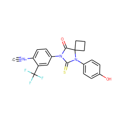 [C-]#[N+]c1ccc(N2C(=O)C3(CCC3)N(c3ccc(O)cc3)C2=S)cc1C(F)(F)F ZINC000167526637