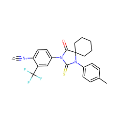 [C-]#[N+]c1ccc(N2C(=O)C3(CCCCC3)N(c3ccc(C)cc3)C2=S)cc1C(F)(F)F ZINC000167640484