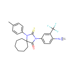 [C-]#[N+]c1ccc(N2C(=O)C3(CCCCCC3)N(c3ccc(C)cc3)C2=S)cc1C(F)(F)F ZINC000167640878