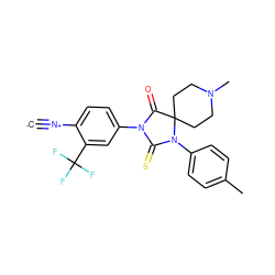 [C-]#[N+]c1ccc(N2C(=O)C3(CCN(C)CC3)N(c3ccc(C)cc3)C2=S)cc1C(F)(F)F ZINC000167537233