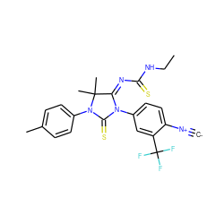 [C-]#[N+]c1ccc(N2C(=S)N(c3ccc(C)cc3)C(C)(C)/C2=N/C(=S)NCC)cc1C(F)(F)F ZINC000167694182