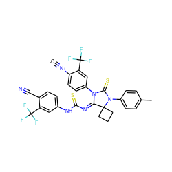 [C-]#[N+]c1ccc(N2C(=S)N(c3ccc(C)cc3)C3(CCC3)/C2=N/C(=S)Nc2ccc(C#N)c(C(F)(F)F)c2)cc1C(F)(F)F ZINC000167537363