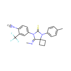 [C-]#[N+]c1ccc(N2C(=S)N(c3ccc(C)cc3)C3(CCC3)/C2=N/C)cc1C(F)(F)F ZINC000167657685