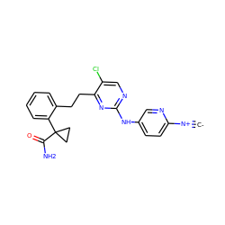 [C-]#[N+]c1ccc(Nc2ncc(Cl)c(CCc3ccccc3C3(C(N)=O)CC3)n2)cn1 ZINC001772580285