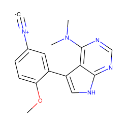[C-]#[N+]c1ccc(OC)c(-c2c[nH]c3ncnc(N(C)C)c23)c1 ZINC001772635290