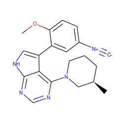 [C-]#[N+]c1ccc(OC)c(-c2c[nH]c3ncnc(N4CCC[C@@H](C)C4)c23)c1 ZINC001772652774