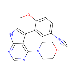 [C-]#[N+]c1ccc(OC)c(-c2c[nH]c3ncnc(N4CCOCC4)c23)c1 ZINC001772623256