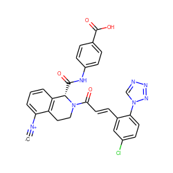 [C-]#[N+]c1cccc2c1CCN(C(=O)/C=C/c1cc(Cl)ccc1-n1cnnn1)[C@H]2C(=O)Nc1ccc(C(=O)O)cc1 ZINC000473220637