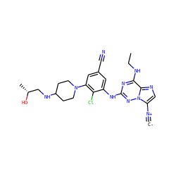 [C-]#[N+]c1cnc2c(NCC)nc(Nc3cc(C#N)cc(N4CCC(NC[C@@H](C)O)CC4)c3Cl)nn12 ZINC000169711952