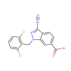 [C-]#[N+]c1nn(Cc2c(Cl)cccc2Cl)c2cc(C(=O)O)ccc12 ZINC000261089808