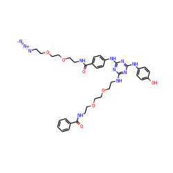 [N-]=[N+]=NCCOCCOCCNC(=O)c1ccc(Nc2nc(NCCOCCOCCNC(=O)c3ccccc3)nc(Nc3ccc(O)cc3)n2)cc1 ZINC000068149516