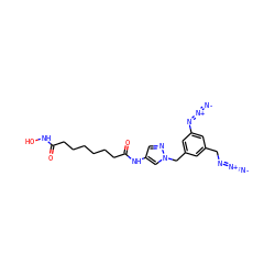 [N-]=[N+]=NCc1cc(Cn2cc(NC(=O)CCCCCCC(=O)NO)cn2)cc(N=[N+]=[N-])c1 ZINC000073169434