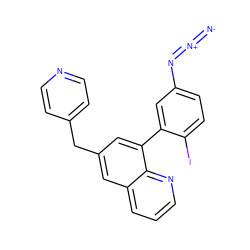 [N-]=[N+]=Nc1ccc(I)c(-c2cc(Cc3ccncc3)cc3cccnc23)c1 ZINC000013814060