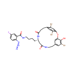 [N-]=[N+]=Nc1ccc(I)cc1C(=O)NCCCC[C@H]1CC(=O)NCCc2cc(Br)c(O)c(c2)Oc2cc(Br)c(cc2Br)CCC(=O)N1 ZINC000150548599