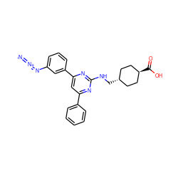 [N-]=[N+]=Nc1cccc(-c2cc(-c3ccccc3)nc(NC[C@H]3CC[C@H](C(=O)O)CC3)n2)c1 ZINC000299827159