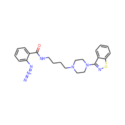 [N-]=[N+]=Nc1ccccc1C(=O)NCCCCN1CCN(c2nsc3ccccc23)CC1 ZINC000013747114