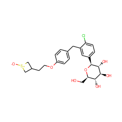 [O-][S+]1CC(CCOc2ccc(Cc3cc([C@@H]4O[C@H](CO)[C@@H](O)[C@H](O)[C@H]4O)ccc3Cl)cc2)C1 ZINC000201742799