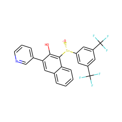 [O-][S@+](c1cc(C(F)(F)F)cc(C(F)(F)F)c1)c1c(O)c(-c2cccnc2)cc2ccccc12 ZINC000299841380