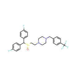 [O-][S@@+](CCN1CCN(Cc2ccc(C(F)(F)F)cc2)CC1)C(c1ccc(F)cc1)c1ccc(F)cc1 ZINC001772640003