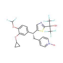 [O-][n+]1ccc(C[C@H](c2ccc(OC(F)F)c(OC3CC3)c2)c2cnc(C(O)(C(F)(F)F)C(F)(F)F)s2)cc1 ZINC000095607267