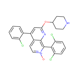 [O-][n+]1ccc2c(-c3ccccc3Cl)cc(OC3CCNCC3)nc2c1-c1c(Cl)cccc1Cl ZINC000073161727