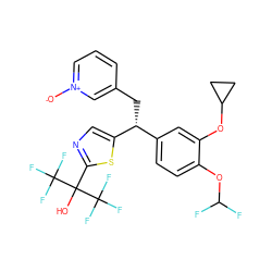 [O-][n+]1cccc(C[C@H](c2ccc(OC(F)F)c(OC3CC3)c2)c2cnc(C(O)(C(F)(F)F)C(F)(F)F)s2)c1 ZINC000036268775