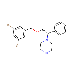 Brc1cc(Br)cc(COC[C@H](c2ccccc2)N2CCNCC2)c1 ZINC000022926755