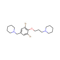 Brc1cc(CN2CCCCC2)cc(Br)c1OCCCN1CCCCC1 ZINC000028568900