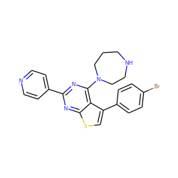 Brc1ccc(-c2csc3nc(-c4ccncc4)nc(N4CCCNCC4)c23)cc1 ZINC000223666895