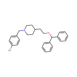 Brc1ccc(CN2CCC(CCOC(c3ccccc3)c3ccccc3)CC2)cc1 ZINC000013494214