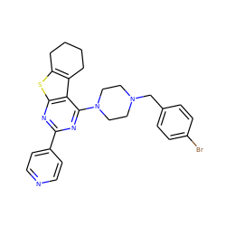 Brc1ccc(CN2CCN(c3nc(-c4ccncc4)nc4sc5c(c34)CCCC5)CC2)cc1 ZINC000223691077