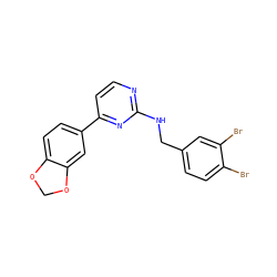 Brc1ccc(CNc2nccc(-c3ccc4c(c3)OCO4)n2)cc1Br ZINC000072140947