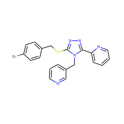 Brc1ccc(CSc2nnc(-c3ccccn3)n2Cc2cccnc2)cc1 ZINC000066112356